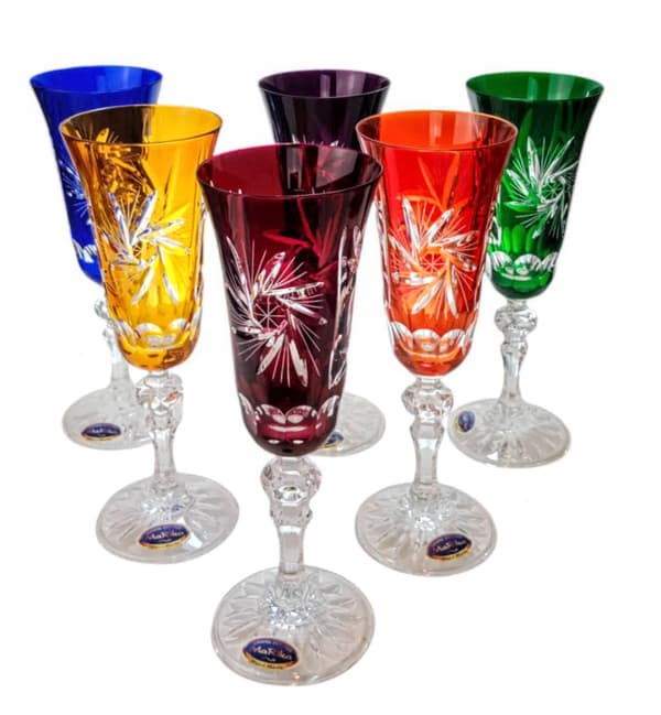 Färgglada kristallchampagneglas 150ml Olive Grinder