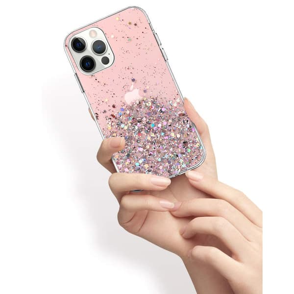 iPhone 13 Pro cover, glitrende, lyserød