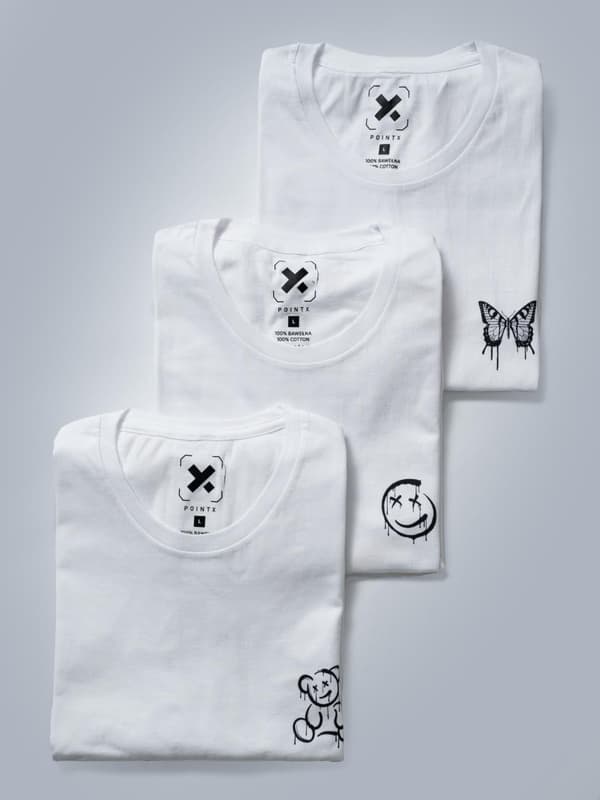Sæt med 3 hvide herre-T-shirts Point X Mini Graph M
