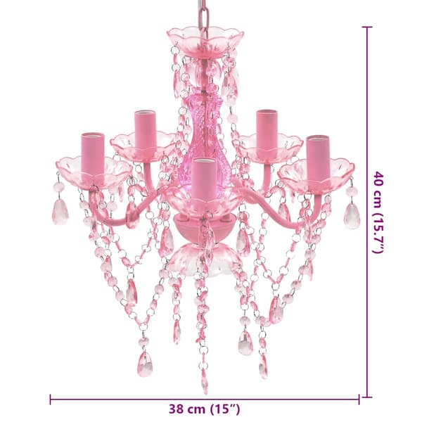 Ljuskrona, 5 glödlampor, Rosa
