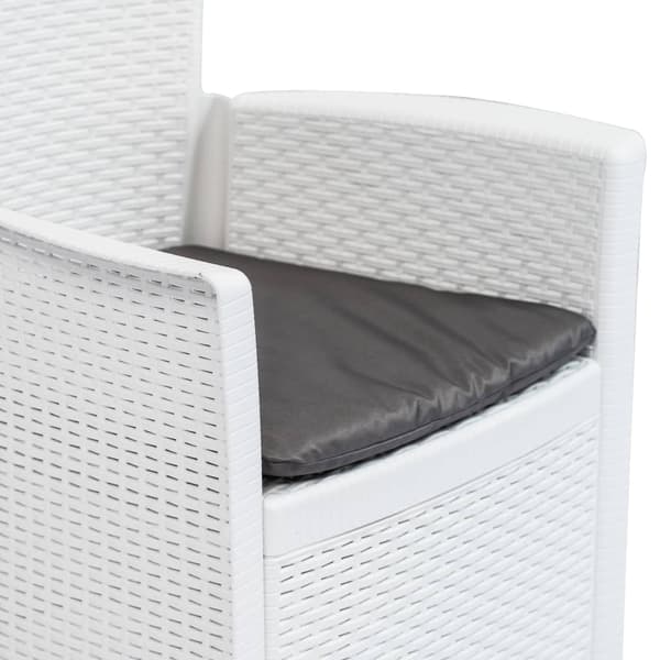 vidaXL Trädgårdsstolar med dynor, set om 2, vit, plast
