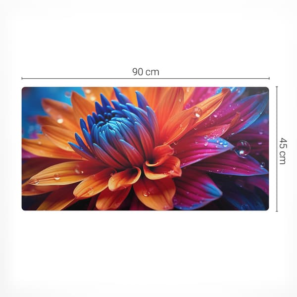 Musemåtte til skrivebord, tastatur og bærbar computer Blomst med dråber 90x45 cm