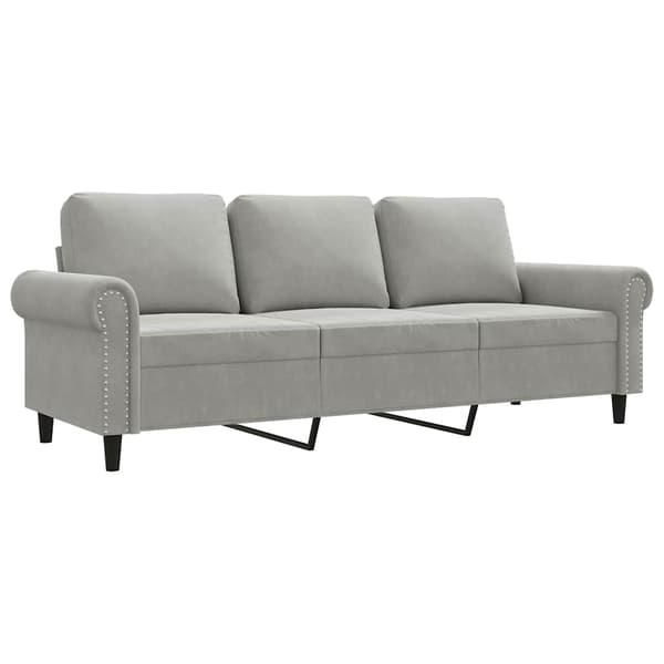 vidaXL 3-sitssoffa ljusgrå 180 cm klädd i sammet