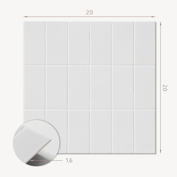Sæt med trykte vinylfliser, simpel rektangulær mosaik, 20x20x20 cm