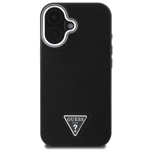 Guess Grained Triangle MagSafe-skal till iPhone 16 Plus, svart