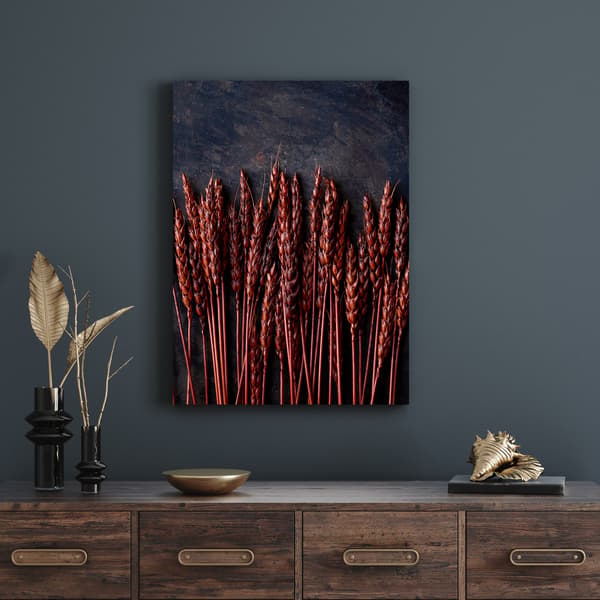Lærredstryk Botanik Mørk Hvede 40x80 cm