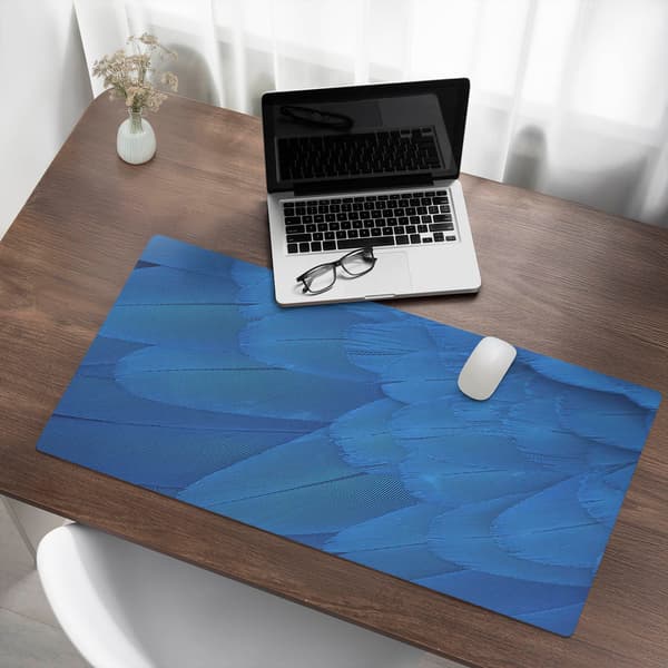 Designer bærbar computerunderlag fuglefjeder nærbillede 100x50 cm