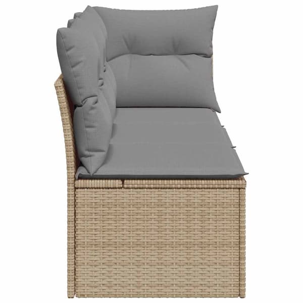 vidaXL 3-sits trädgårdssoffa med kuddar, beige, polyrotting