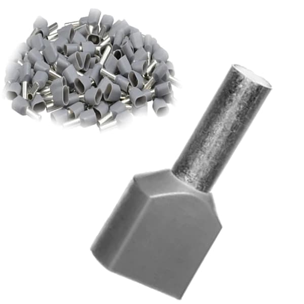 Dobbeltisolerede kabelmuffer til ledninger 2x4mm grå 100 stk.