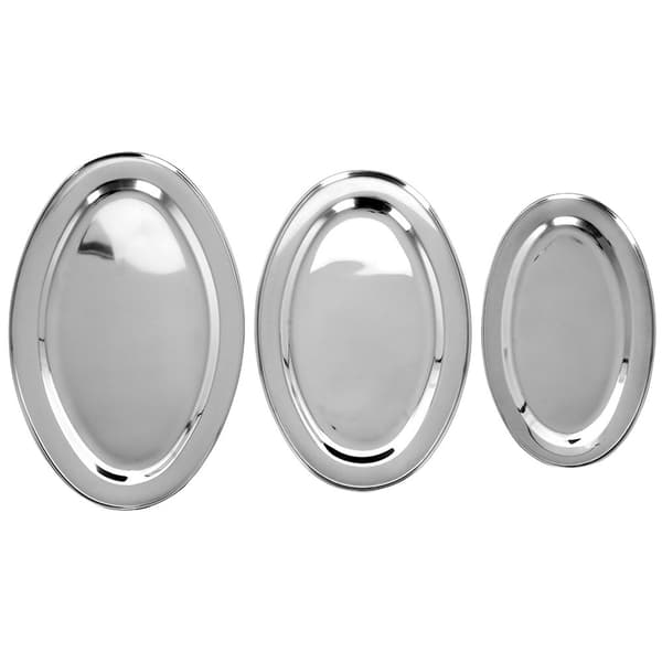 Oval stålfad 3 stk.