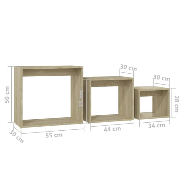vidaXL 3-pack slitsbord, Sonoma ek