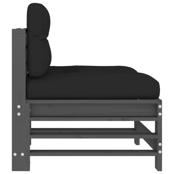 vidaXL Mittstolar med dynor, set om 2, grå, furu