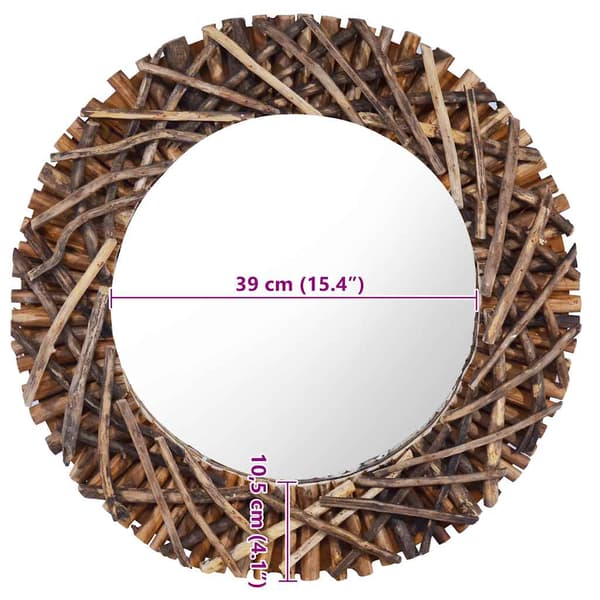 vidaXL Seinäpeili, 60 cm, tiikki, pyöreä