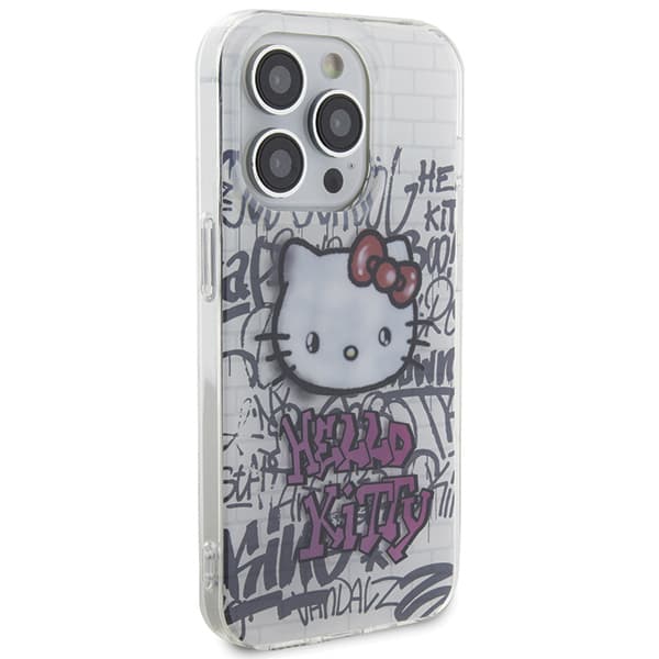 Hello Kitty IML Kitty On Bricks Graffiti-cover til iPhone 14 Pro, hvid