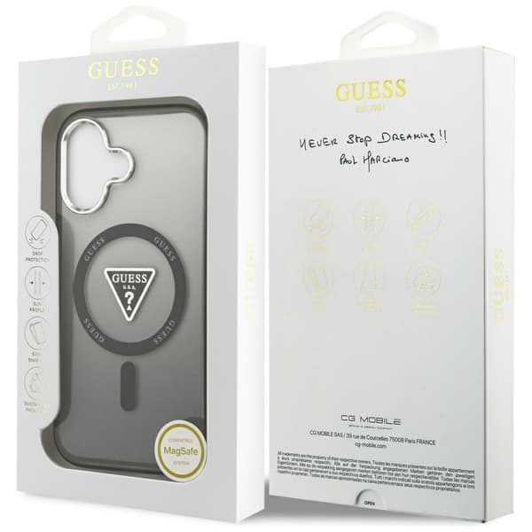 Guess IML Gradient Triangle Logo MagSafe -kotelo iPhone 17:lle, musta
