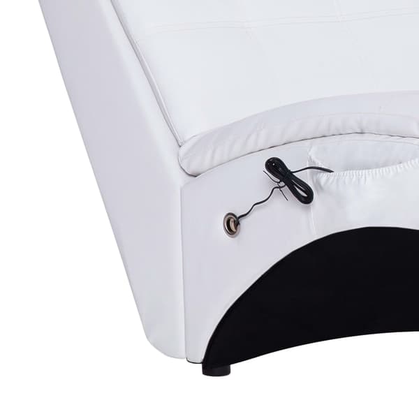 vidaXL Massageschäslong med kudde, vit, konstläder