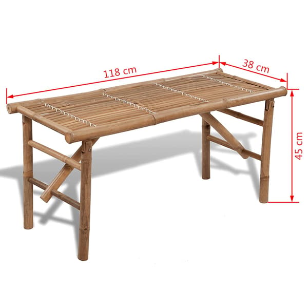 vidaXL Hopfällbar trädgårdsbänk 118 cm bambu