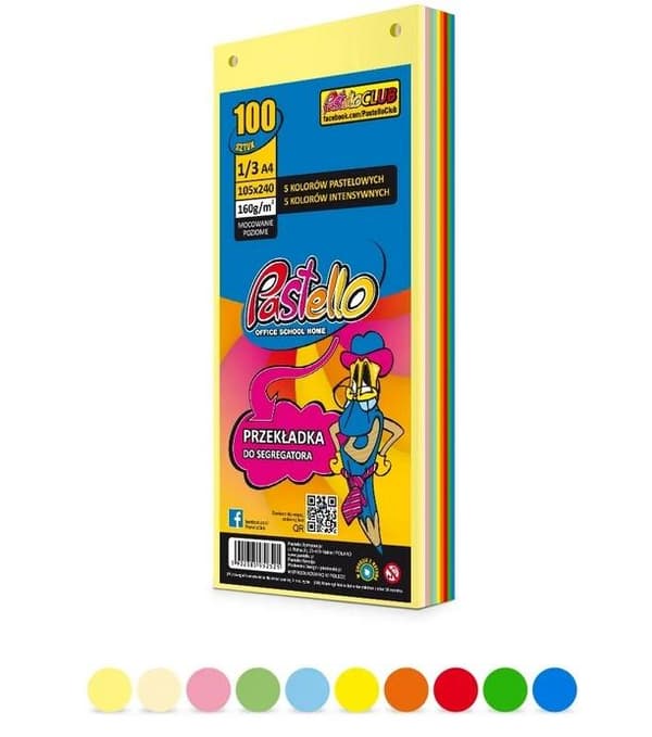 Ringbindsdeler 1/3 A4 100K 10 farver