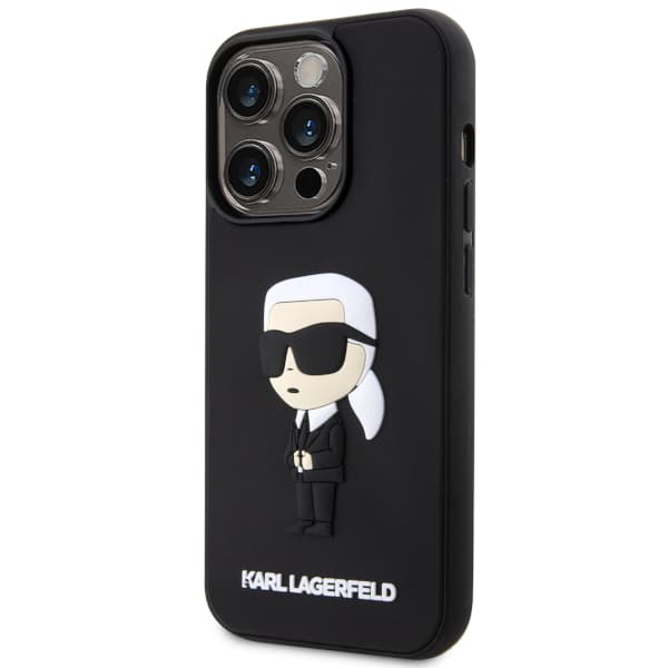 Karl Lagerfeld Rubber Ikonik 3D-cover til iPhone 14 Pro Max, sort