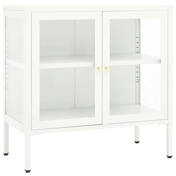 vidaXL Sidoskåp vit 70x35x70 cm stål och glas