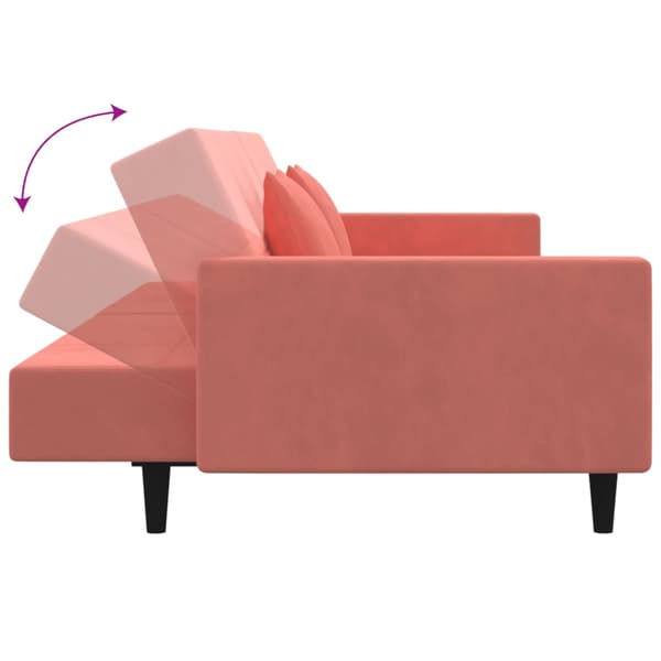 vidaXL 2-sitssoffa med 2 kuddar, rosa sammet
