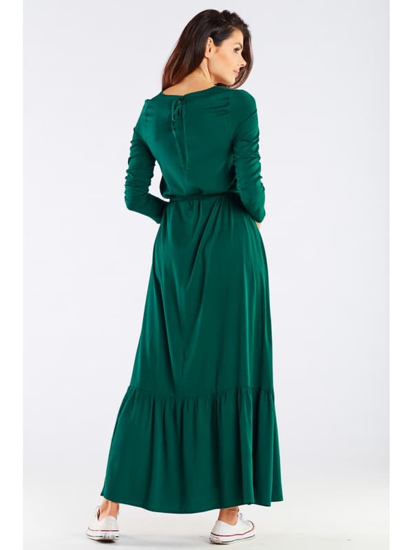 Oversized viskose maxikjole, flaskegrøn L/XL