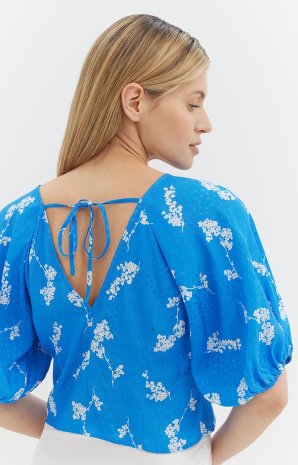 Jacquardblus med tryck 42