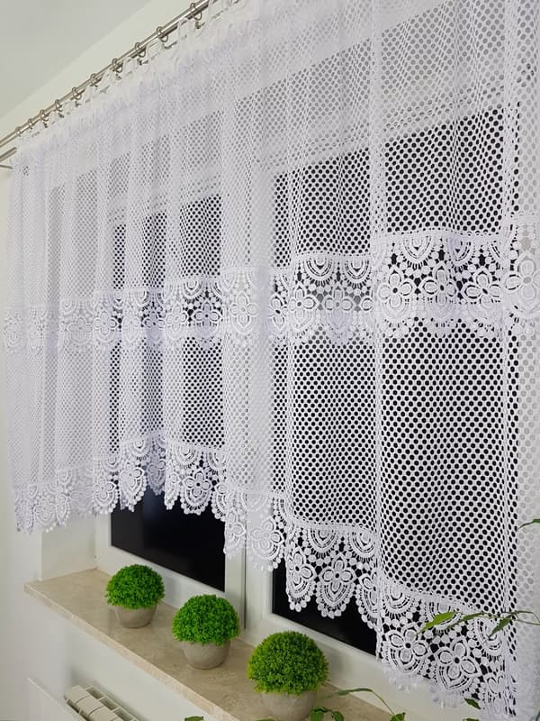 Færdig netgardin 400x120cm dobbel guipuresnit