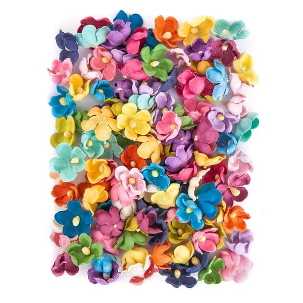 Mættede papirblomster 2 cm 60 stk.