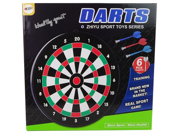 Dartskive med 6 magnetiske pile