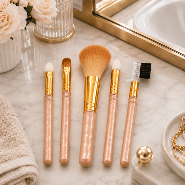 Sæt med multifunktionelle kosmetiske makeupbørster orange