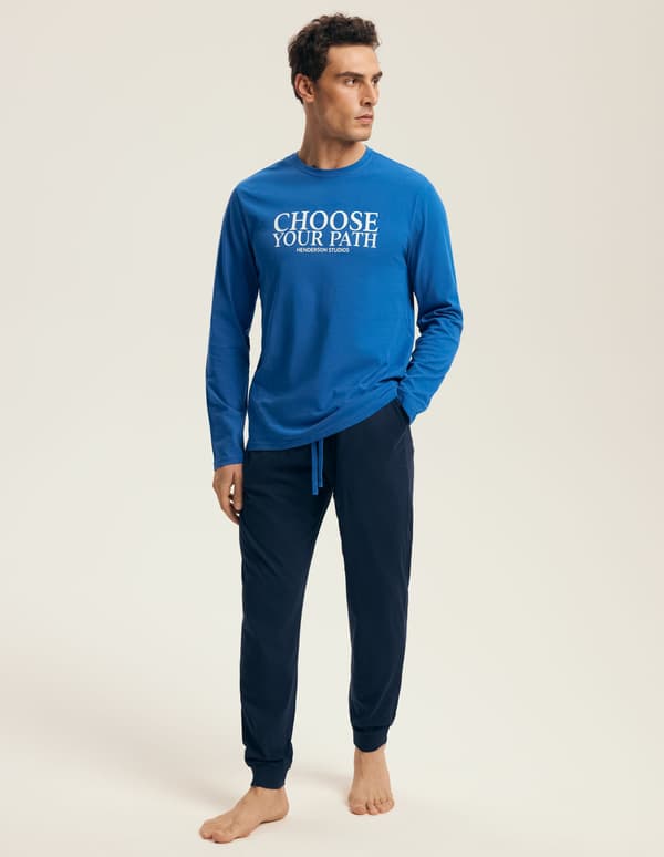 Loop Henderson herrpyjamas | Blå, Marinblå 2XL