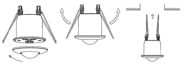 Mini LED-rörelsesensor för undertak, infälld montering, 360°
