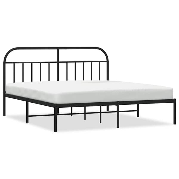 vidaXL metalsengestel med hovedgærde sort 180x200 cm