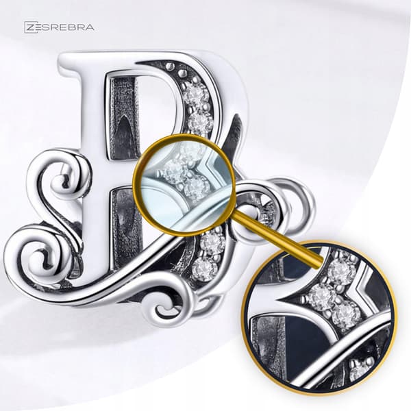 Berlocker bokstaven B silver 925 bokstav silverpärla hänge berlocker pr 925