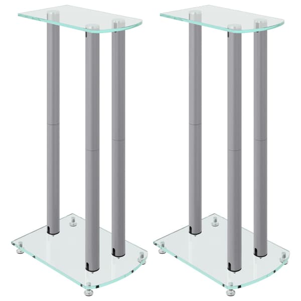 vidaXL Högtalarstativ, 2 st, Silver, Härdat Glas