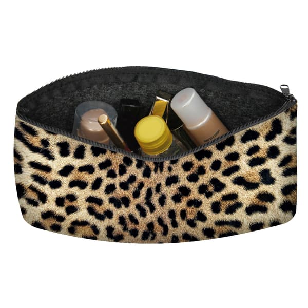 Lomme til kosmetik i antracit LEOPARD
