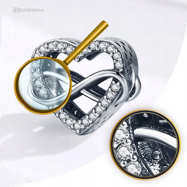 Infinity hjerte charms sølv 925 sølvperlevedhæng pr 925