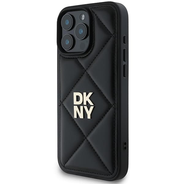 DKNY Quilted Stack Logo iPhone 16 Pro -suojakuori, musta