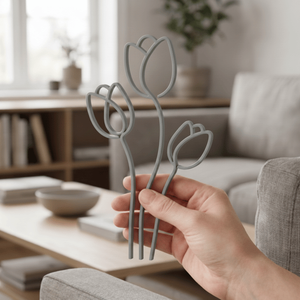 Sæt med 3 dekorative grå tulipaner til vaser, moderne design