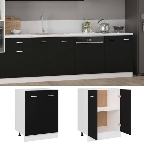 vidaXL køkkenskab sort 60x46x81,5 cm spånplade