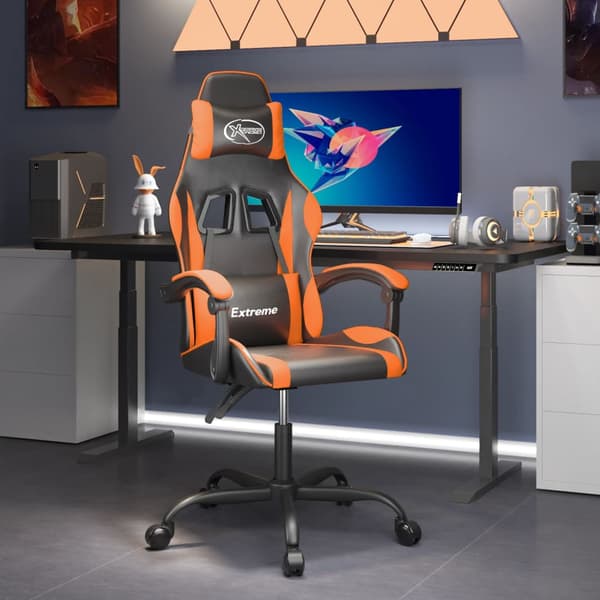 vidaXL gamingstol, sort og orange, kunstlæder
