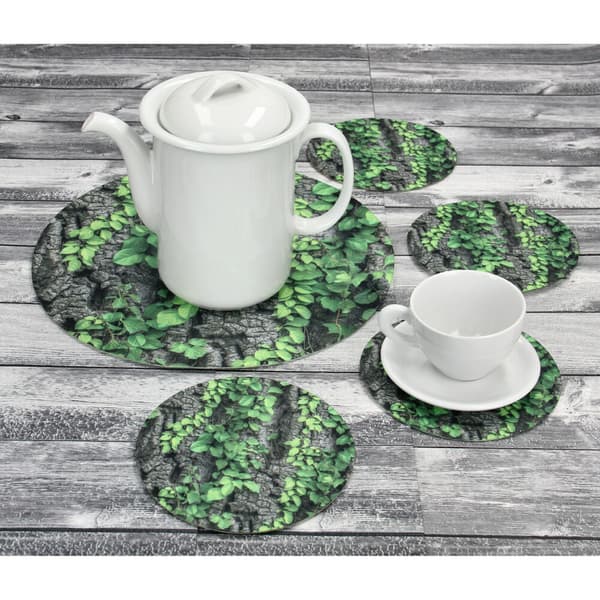 Set med runda bordsunderlägg 1+4 - CREEPER