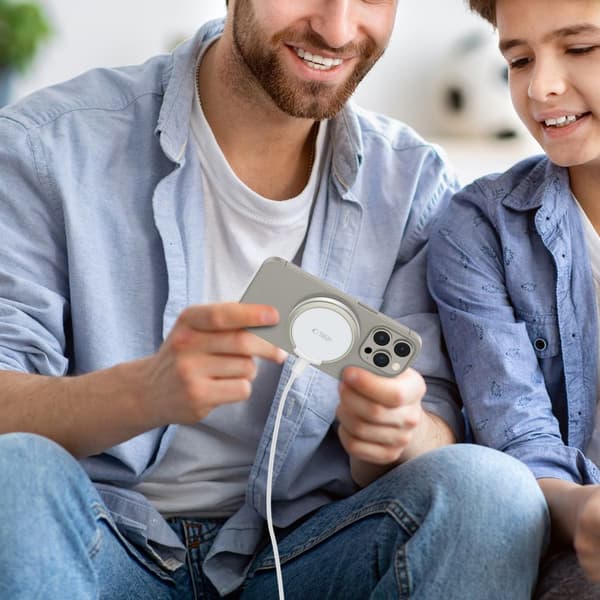 Induktiv oplader med stativ, USB-A - USB-C MagSafe-kabel - hvid