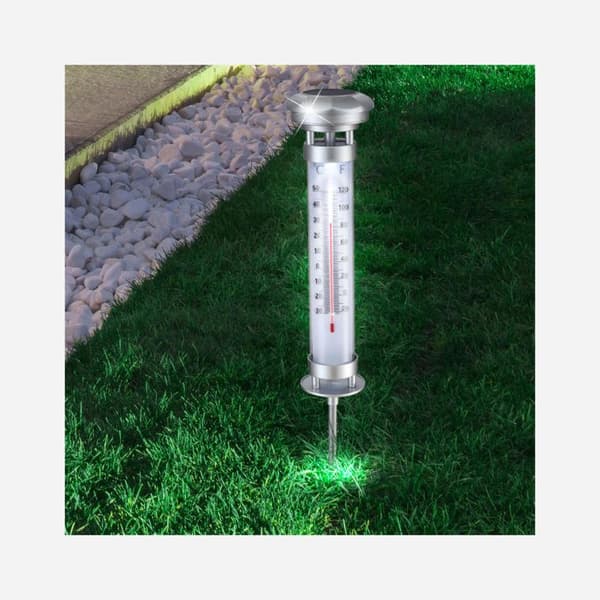 GOLIAT LED-belyst solcellstermometer för trädgården