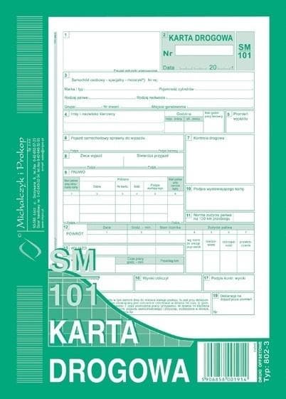 Tiekortti sm/101 (henkilöauto) 802-3