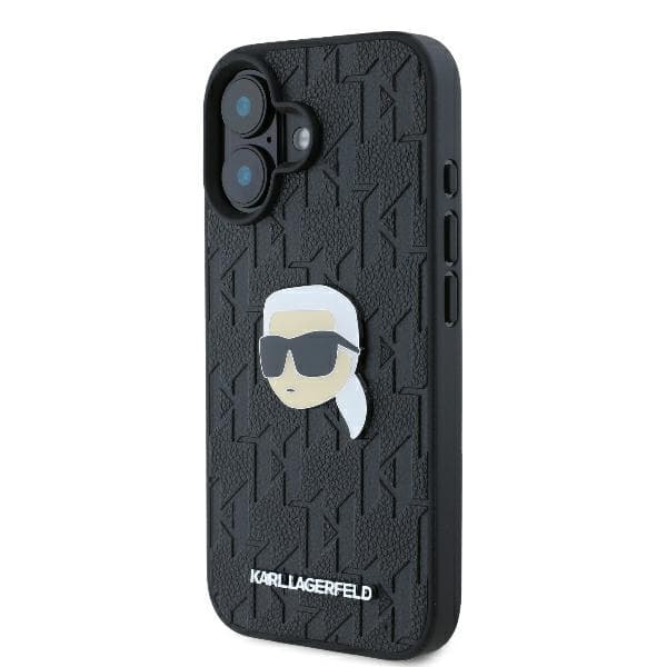 Karl Lagerfeld Monogram Karl Head Pin-cover til iPhone 16, Sort