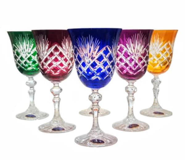Farverige krystalvinglas 220 ml Ananas