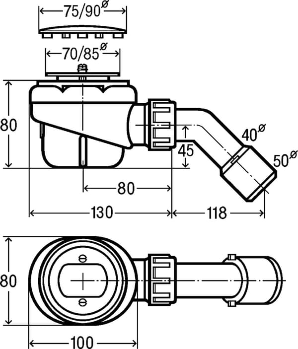 Domoplex duschsifon 52 mm