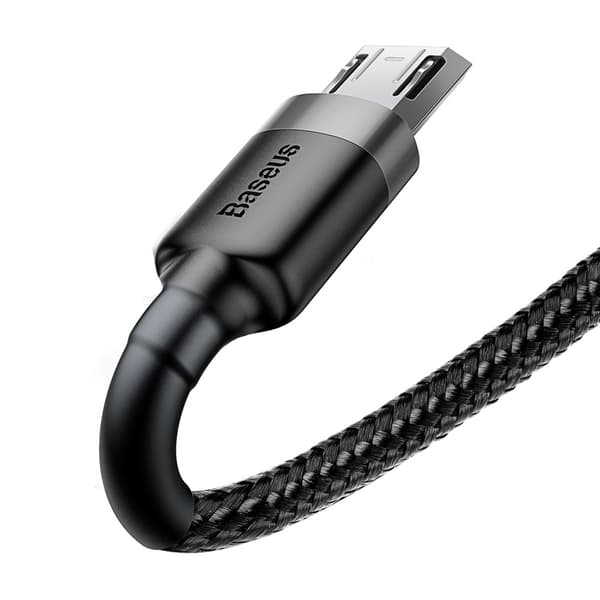 Holdbart fleksibelt kabel USB microUSB 1.5A 2M sort og grå